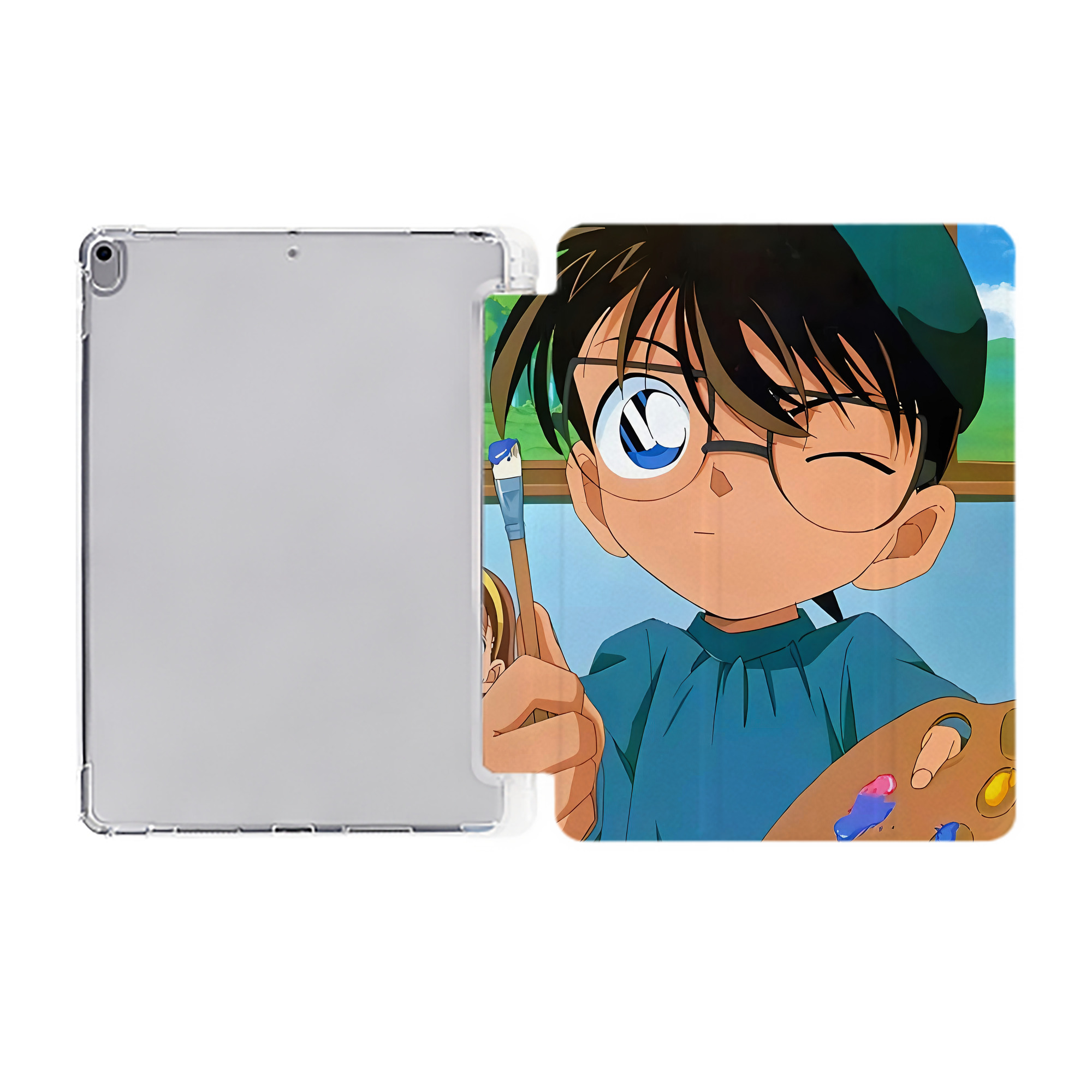 （画像用） 名探偵コナン Detective Conan IPad ケース ペン収納付き 三つ折りスタンド PUレザー×シリコン 対応機種9.5/10.5/10.9インチ